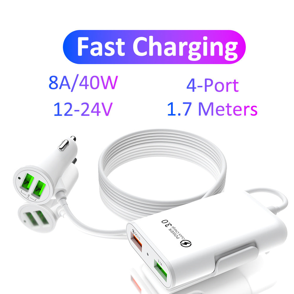 Pachet 1+1 Incarcator auto, 4 in 1, 12V/32V USB QC3.0, 40W, cablu de 1,7 m