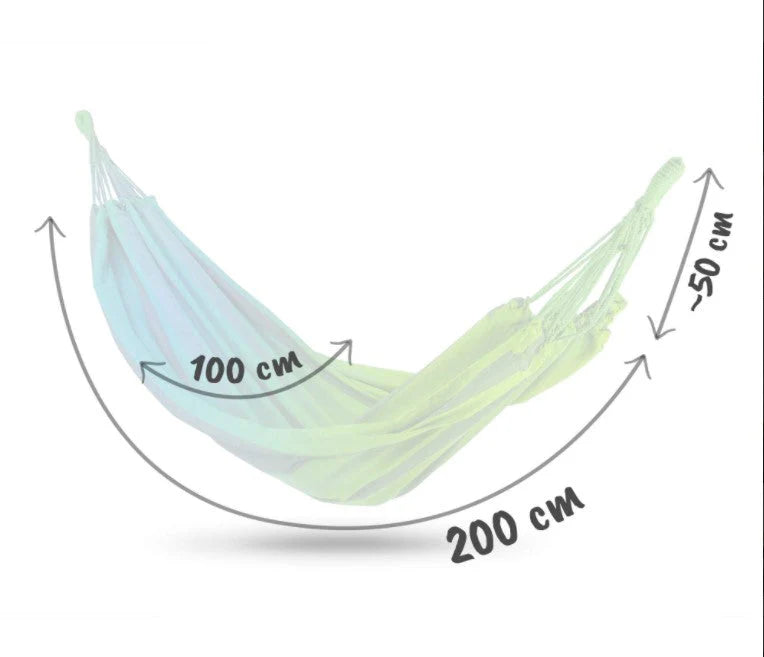 Set 2 Hamace Multicolore pentru o Persoana, 200×80 cm cu Accesorii de Prindere