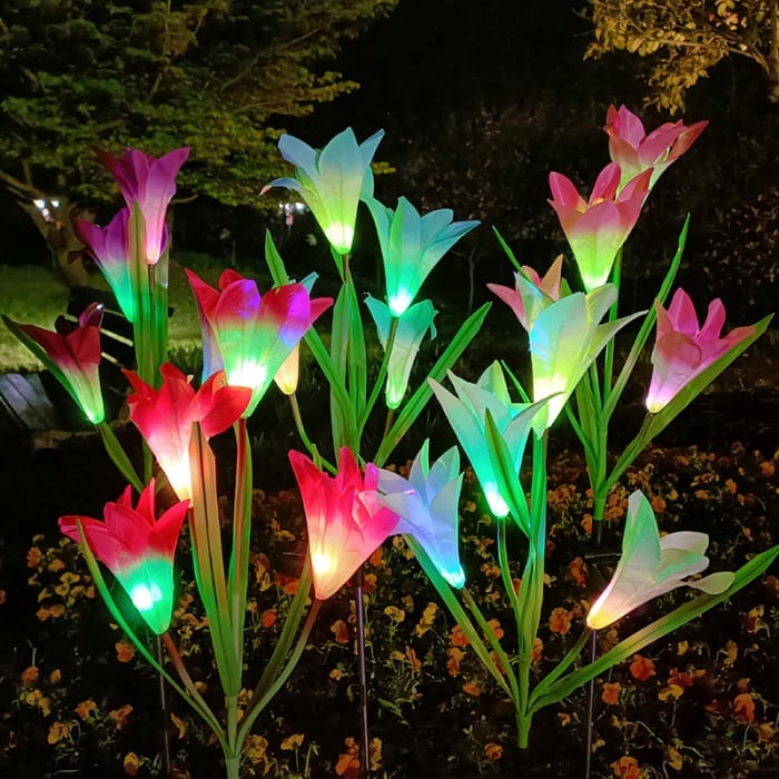 Set 2 Lampi Solare Crini Decorative, 70cm, IP66, LED cu Senzor Lumina