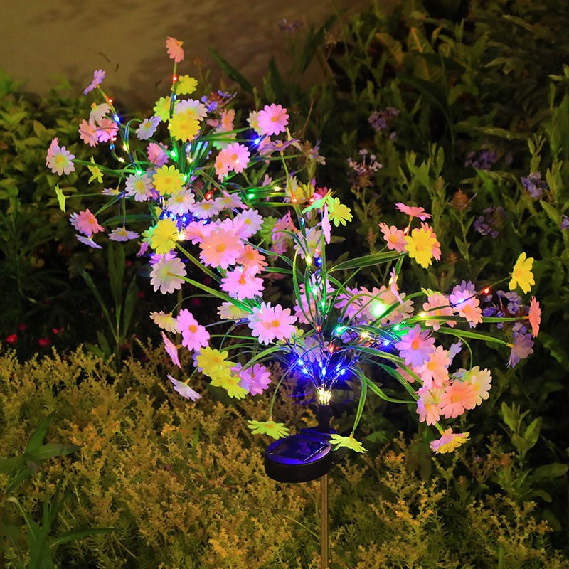 Set 2 Lampi Solare tip Buchet de Margarete Decorative M374-4, 70cm, lumina colorata, IP66, panou solar integrat