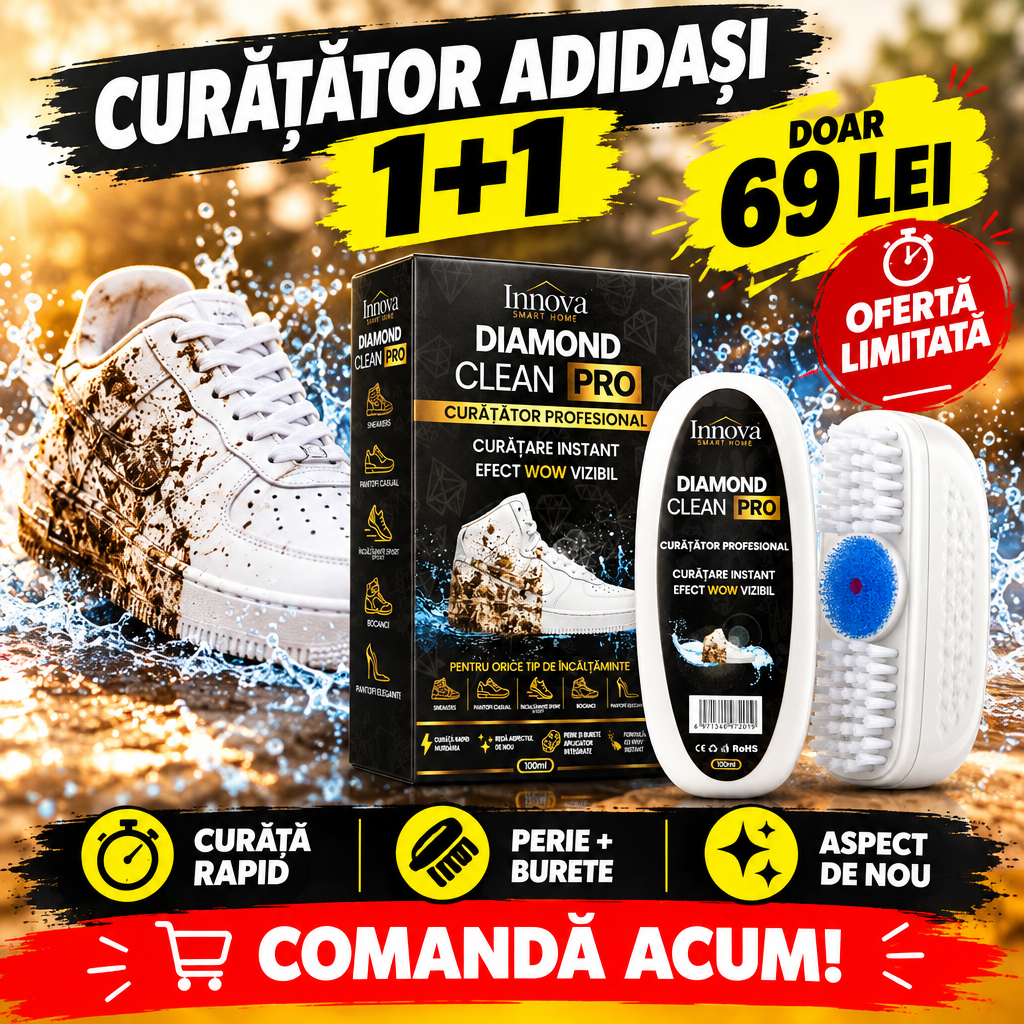 1+1 GRATIS: Curățător profesional pentru adidași Innova Diamond Clean Pro – 100 ml, cu perie și burete
