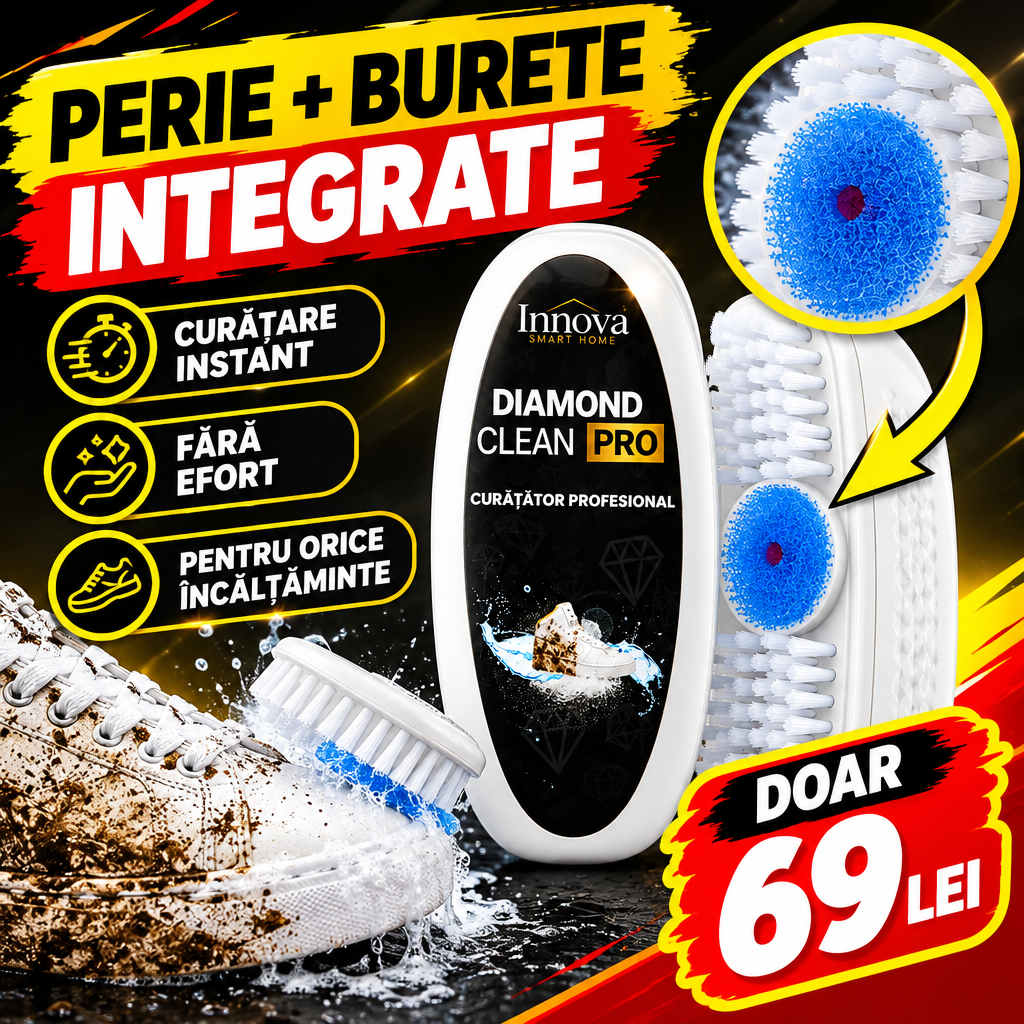 1+1 GRATIS: Curățător profesional pentru adidași Innova Diamond Clean Pro – 100 ml, cu perie și burete