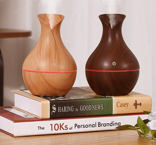 Pachet 1 + 1 Difuzor Aromaterapie cu ultrasunete si Umidificator cu led, 130 ml + Cadou 12 Esente Aromaterapie