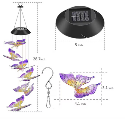 Set 2 X Clopotei De Vant Cu Incarcare Solara , Fluturi , Colibri , Inimi