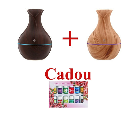 Pachet 1 + 1 Difuzor Aromaterapie cu ultrasunete si Umidificator cu led