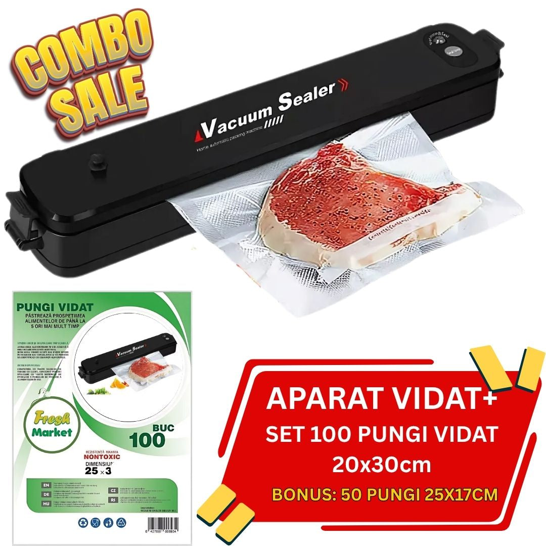 Aparat de vidat alimente + 150 pungi | Sigilare rapidă