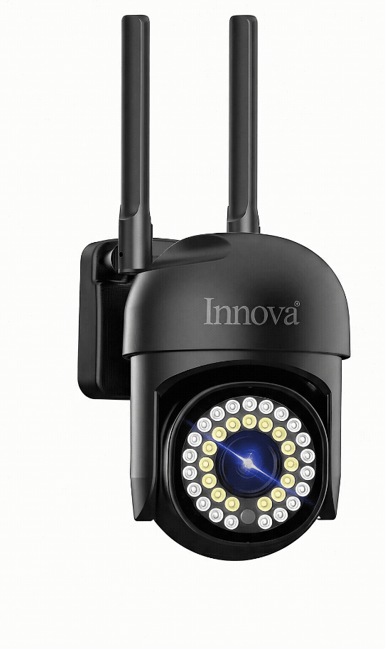 Cameră de Supraveghere Innova WIFI, 36 LED-uri, HD, Viziune Nocturnă cu Infraroșu și Protecție IP66 + Card Cadou