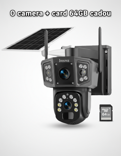 Black Friday - Camera Supraveghere Solara Dubla INNOVA WIFI , 6MP , Full HD, PTZ 360°, baterie 12000mAh, + 1 card 64gb Cadou , 3 ani garantie