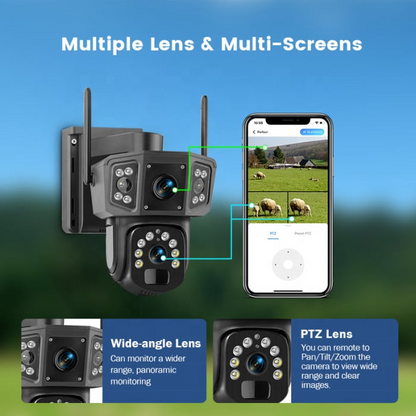 Black Friday - Set 2 x Camera Supraveghere Solara Dubla INNOVA WIFI , 6MP , Full HD, PTZ 360°, baterie 12000mAh, 2 carduri 64gb cadou , 3 ani garantie