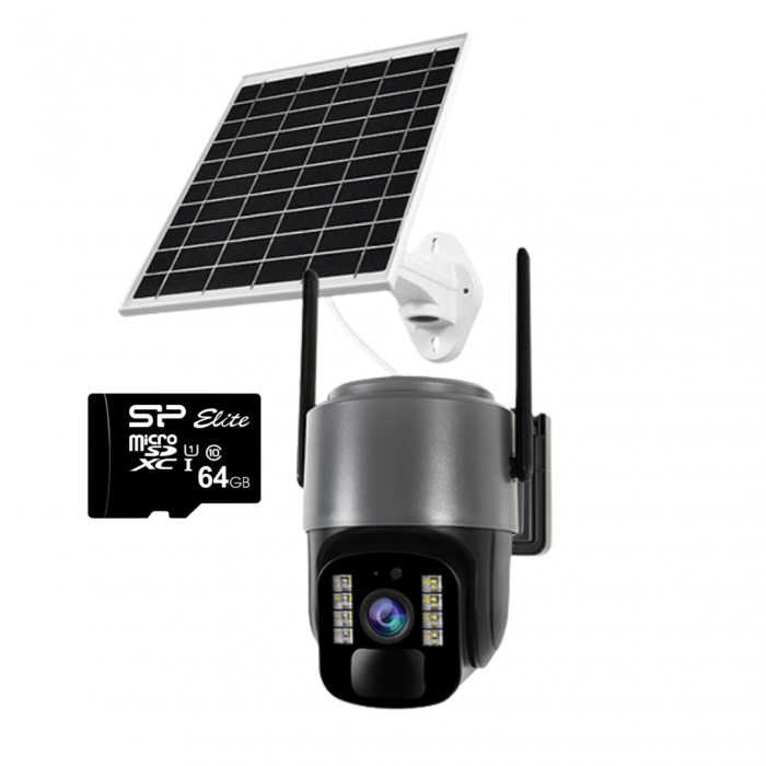 Cameră Supraveghere Solară INNOVA 4G TS1 + Card 32GB, ,3MP, PTZ 355°, Night Vision Color, Audio Bidirecțional, Alarmă, O-Kam Pro