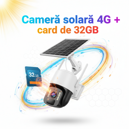 Cameră Supraveghere Solară INNOVA 4G TS1 + Card 32GB, ,3MP, PTZ 355°, Night Vision Color, Audio Bidirecțional, Alarmă, O-Kam Pro