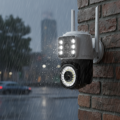 Black Friday - Set 2 x Cameră Video Duală INNOVA VISION SMART 6MP , 42 Led, Vedere 360°, Wifi +2 card 32gb Cadou