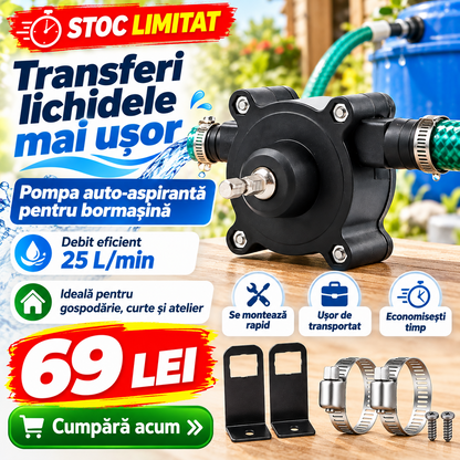 Pompă de Transfer Autoaspirantă pentru Bormașină – 25 L/min