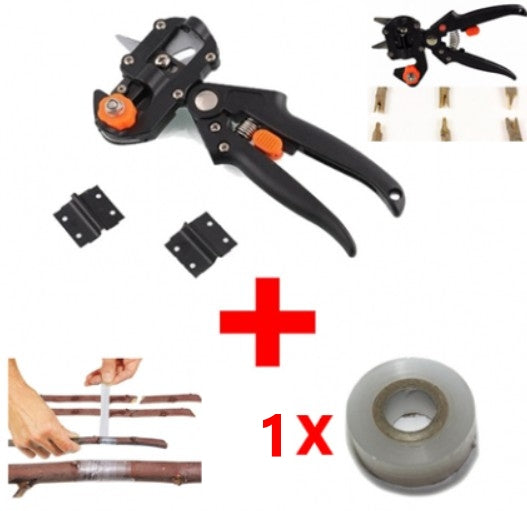 Cleste profesional de altoit cu 3 cutite U V Omega + 1  banda pentru altoit biodegradabila