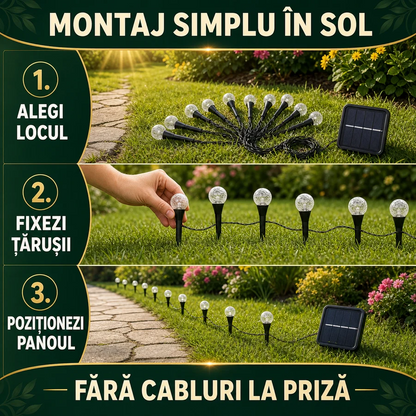 1+1 GRATIS - Instalatie Solara de Grădină cu 20 Globuri LED 3m rezistenta la Intemperii si Inghet