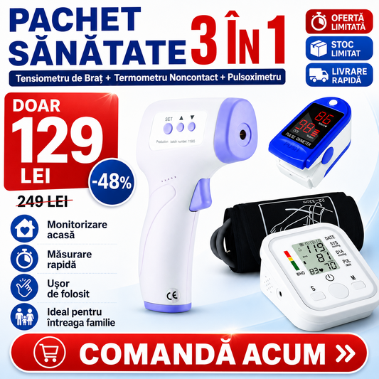 OFERTA Tensiometru de brat + Termometru noncontact + Pulsoximetru