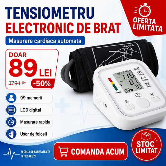 TENSIOMETRU electronic de brat, masurare cardiaca automata