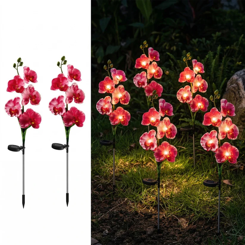 Set 4 x Lampi Solare Orhidee cu LED – Decor Romantic pentru Gradina, Tarus si Panou Solar