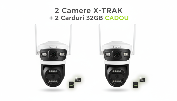 Black Friday - Pachet 2 x Camera Supraveghere Duală INNOVA X-TRAK, 6MP, WiFi/Lan , live pe telefon + 2 Carduri Cadou