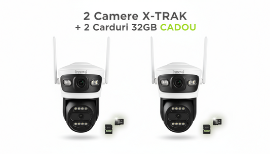 Black Friday - Pachet 2 x Camera Supraveghere Duală INNOVA X-TRAK, 6MP, WiFi/Lan , live pe telefon + 2 Carduri Cadou