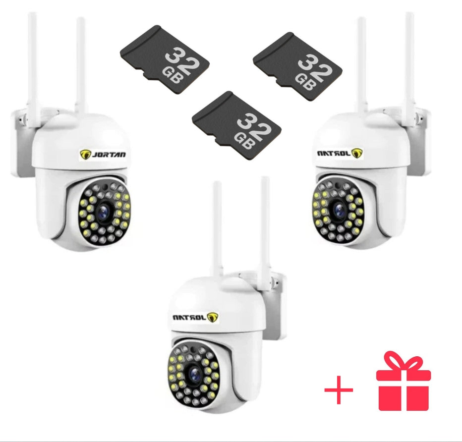 Pachet 3 x Cameră de Supraveghere Jortan WiFi HD cu Viziune Infraroșu și Protecție Avansată IP66