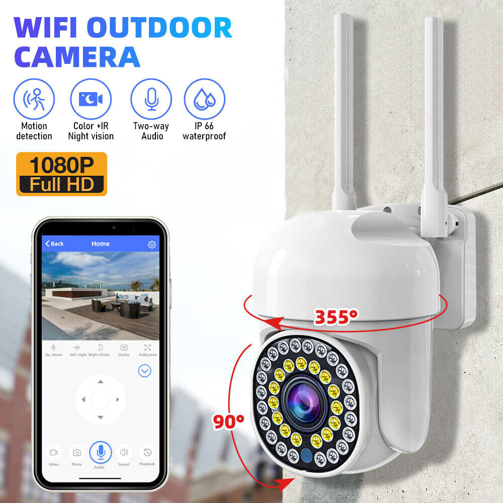 Pachet 4 x Cameră de Supraveghere Smart WIFI, 36 LED-uri, HD, Viziune Nocturnă cu Infraroșu și Protecție IP66, Transmisie Live pe Telefon