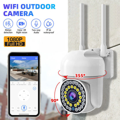 Pachet 4 x Cameră de Supraveghere Smart WIFI, 36 LED-uri, HD, Viziune Nocturnă cu Infraroșu și Protecție IP66, Transmisie Live pe Telefon