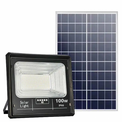 Black Friday - Pachet 4 x Proiector Solar Jortan 100W , IP66 , Indicator Baterie , Telecomanda , 6500k + cadou surpriza