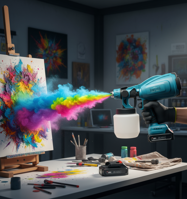 Black Friday -Pistol de Pulverizare Electric, Fără Fir, 800W, 48V, 2 Acumulatori Li-Ion, 800 ml, HVLP, Pulverizare Fină, Innova (Copy)