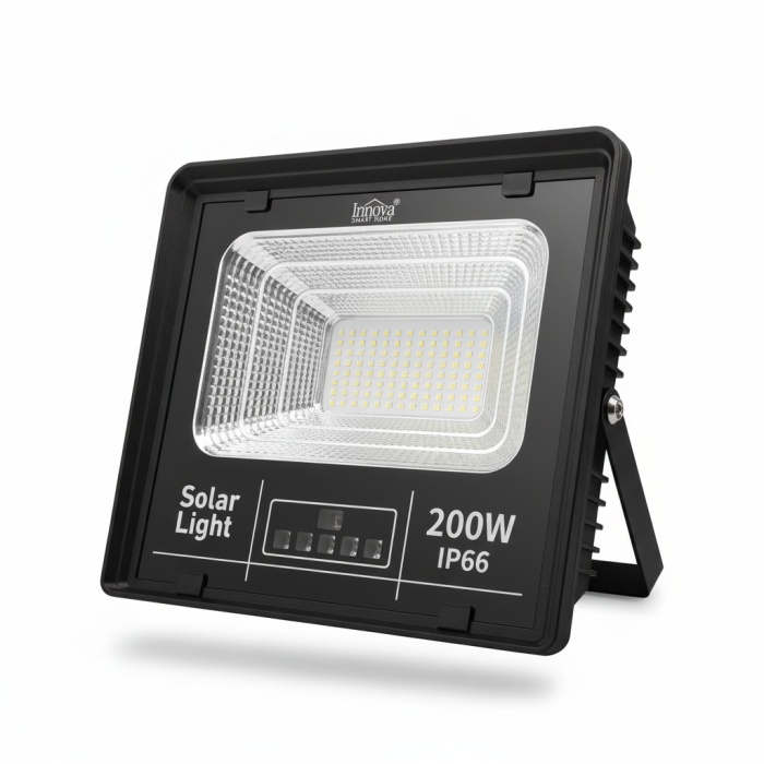 Set 4 x Proiector LED INNOVA 200W Cu Panou Solar si telecomanda, IP66 + Cadou Surpriza
