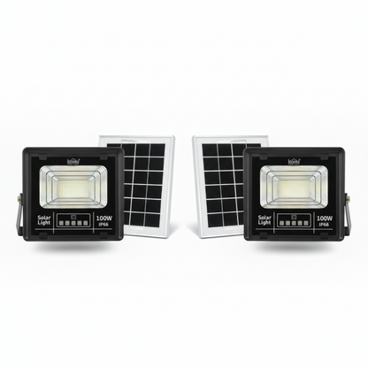 Set 2 X Proiector Solar Innova 100W , IP66 , Indicator Batarie , Telecomanda , 6500k , 3 Ani Garantie
