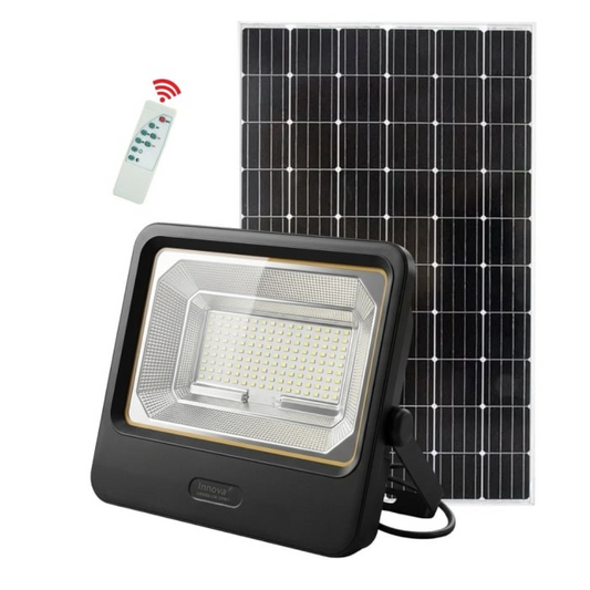 Proiector Solar LED 1000W Innova Smart Home Cyborg, IP67, Panou Solar 45x35 cm și Telecomandă