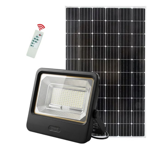 Proiector Solar LED 600W Innova Smart Home Cyborg, IP67, Panou Solar 35x29 cm și Telecomandă