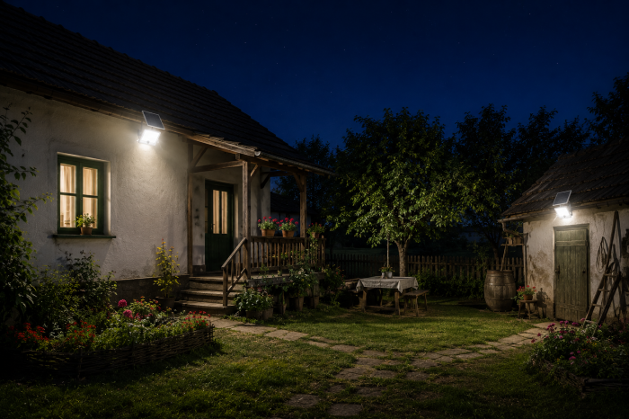 Proiector Solar LED 600W Innova Smart Home Hall, IP67, Panou Solar 35x35 cm și Telecomandă