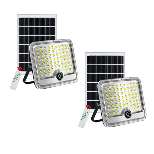 Set 2 Proiectoare Solare LED 600W Innova Smart Home Hall, IP67, Panouri Solare 35x35 cm și Telecomenzi
