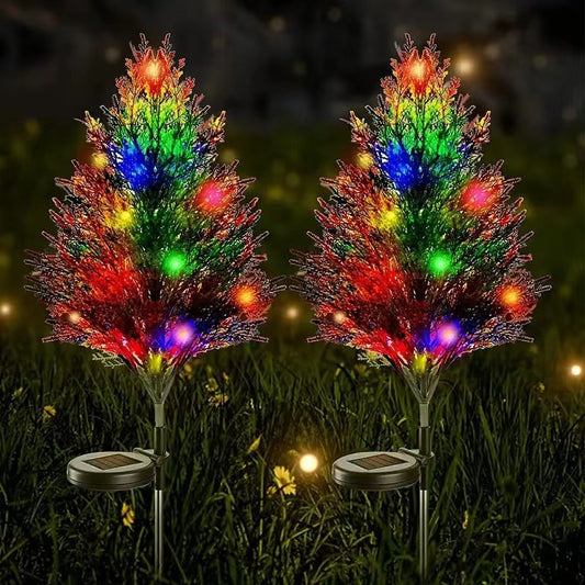Set 2 Copaci Tuia Solari cu Lumini LED – Magia Sărbătorilor în Grădina Ta
