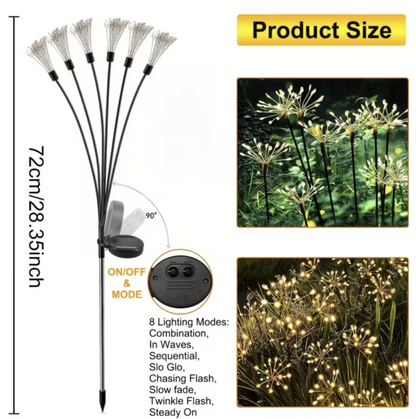 Set 2 Lampi Solare Decorative de Gradina Tip Papadie, 72 cm, 6 Ramuri Flexibile, 60 LED , Lumina Alb Cald