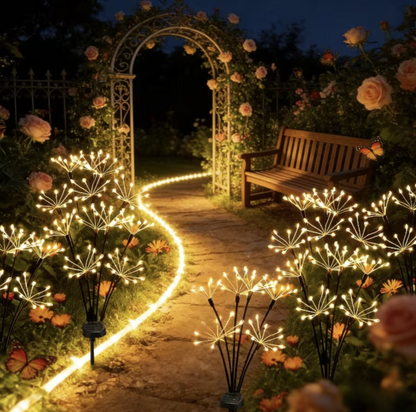 Set 2 Lampi Solare Decorative de Gradina Tip Papadie, 72 cm, 6 Ramuri Flexibile, 60 LED , Lumina Alb Cald
