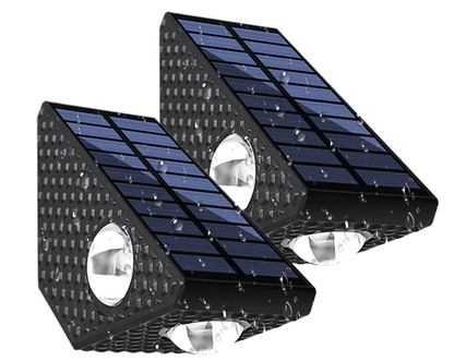 Set 2 Lampi Solare Decorative de Perete , Lumina in 3 Directii , Mullticolor , Alb rece , Alb Cald