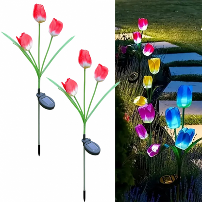 Set 2 Lampi Solare Lalele Decorative, 70cm, IP66, LED cu Senzor Lumina