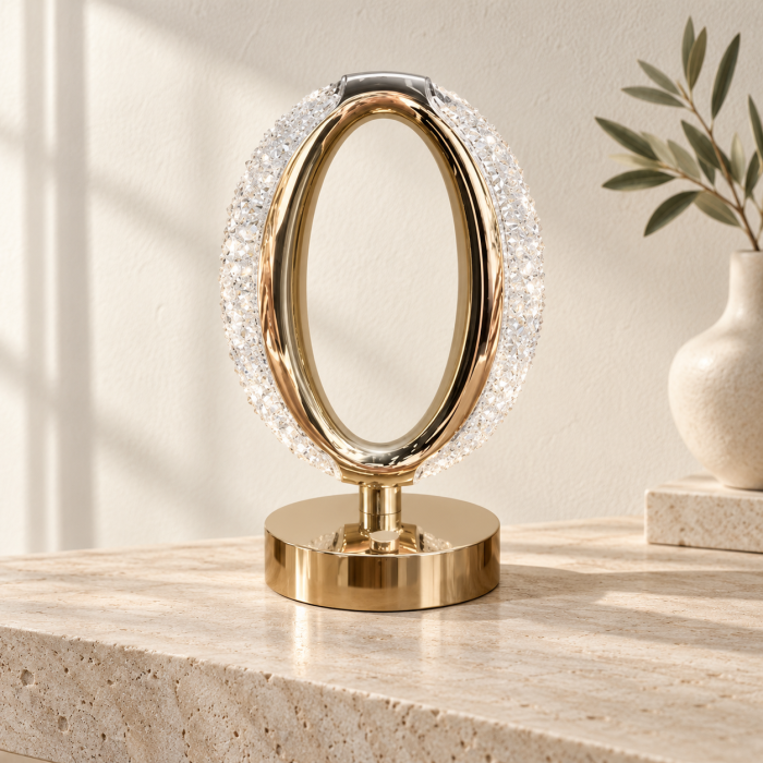 Set 2 x Lampa Diamond Crystal OVAL LED – Eleganță rafinată cu 3 temperaturi de culoare Alb Rece, Alb Cald, Neutru și Accente Aurii