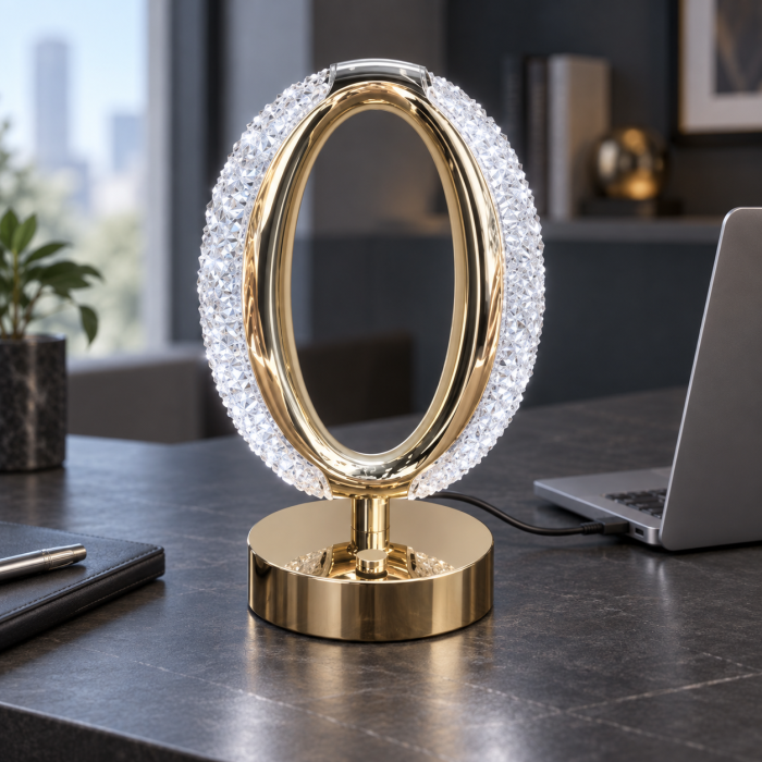 Set 2 x Lampa Diamond Crystal OVAL LED – Eleganță rafinată cu 3 temperaturi de culoare Alb Rece, Alb Cald, Neutru și Accente Aurii