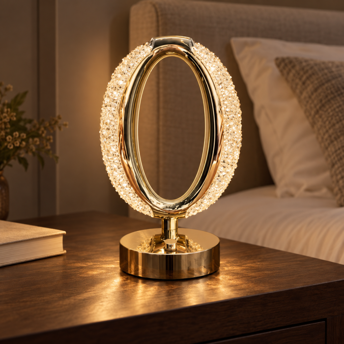 Set 2 x Lampa Diamond Crystal OVAL LED – Eleganță rafinată cu 3 temperaturi de culoare Alb Rece, Alb Cald, Neutru și Accente Aurii