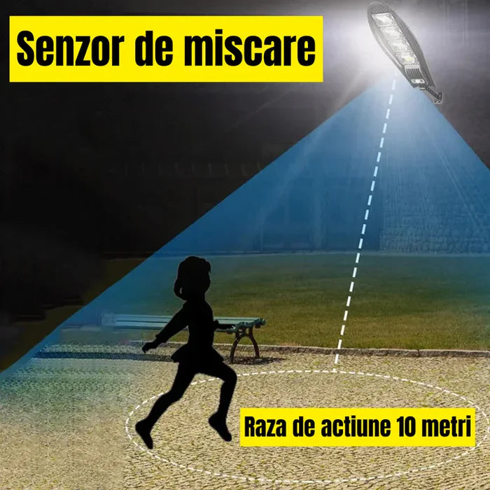 Set 2x Lampa Solara Stradala SKY 200W,  Senzor de miscare, Senzor de lumina cu Telecomanda + Cadou Surpriza