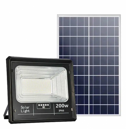 Black Friday - Set 2x Proiector LED Jortan cu panou solar 200w si telecomanda, IP66 + Cadou Surpriza