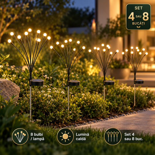 SET 4/8 x Lampa Solara Magia Licuricilor , Decoratiune de Gradina, LED, Lumina Calda