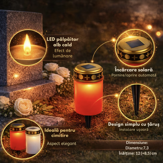 Set 4 x Candela Solara LED , Incarcare Solara, Pornire Automata, Rezistenta la Intemperii