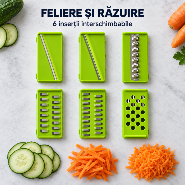 Tocător multifuncțional TAKUMI HOME by Innova, 25 piese, pentru legume și fructe – cubulețe pentru salata de boeuf, feliere și răzuire